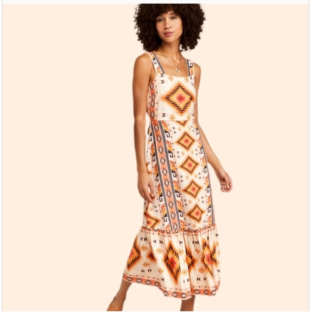 Never‎ Fully Dressed Aztec Tribal Print Maxi Dress Boho Festival UK 12 / US 10